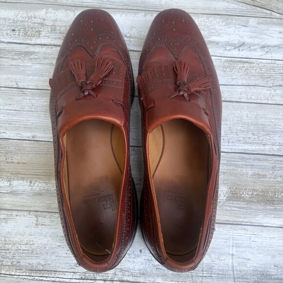 Allen Edmonds Shoes Sz 10.5 C Brown Colfax Wingtip Kiltie Tassel Loafer Leather - Picture 4 of 13